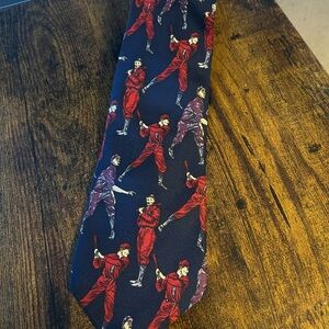 Joe Boxer Baseball Print Tie - Red and Purple